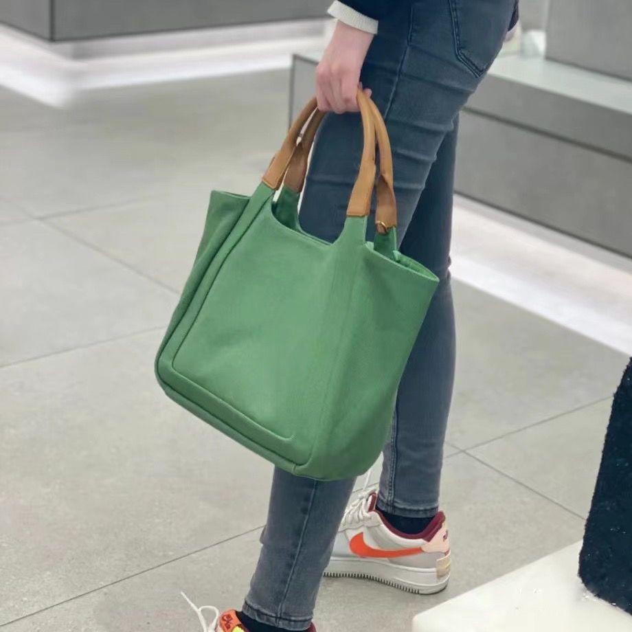 Korean Solid Color Simple Tote Bag Women Patchwork Canvas Large Capacity Handbag Ladies Commute Versatile Shoulder Underarm Bags