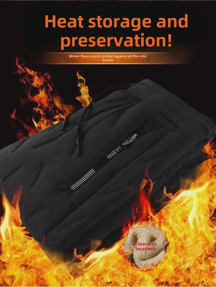 Herren Lammfellhose mit Samtfutter - Warm, Locker geschnitten, Gerade, Lässig mit Kordelzug, Winter/Herbst.