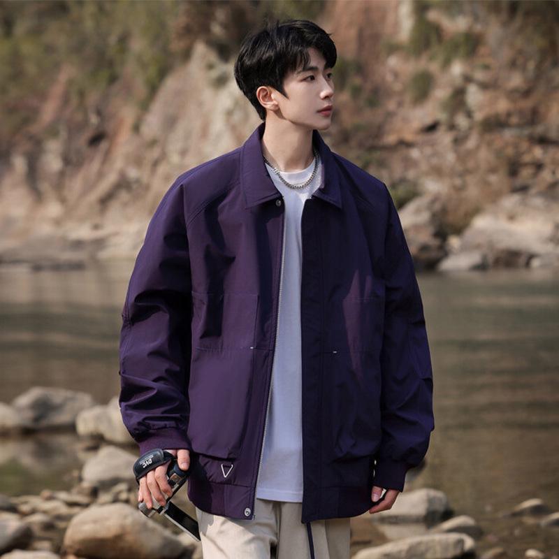 Men's Spring/Autumn Trendy Loose Turn-Down Collar Jacket - Teen Casual Coat with Free Shipping
