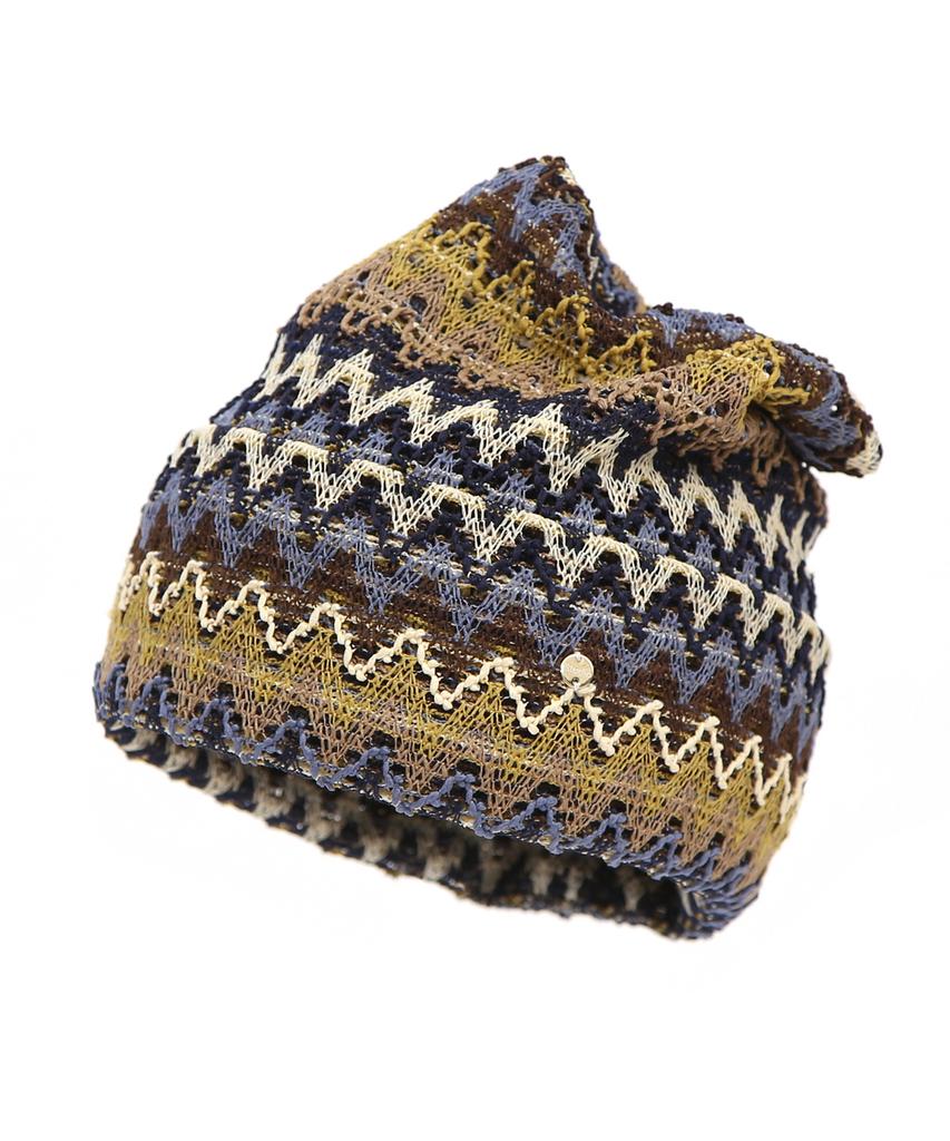 Eondeokeonteulolseutyudio Breathable Mesh Oriental Pattern Summer Casual Women'S Long Beanie Square Net Beanie / C Oriental / Mix Navy