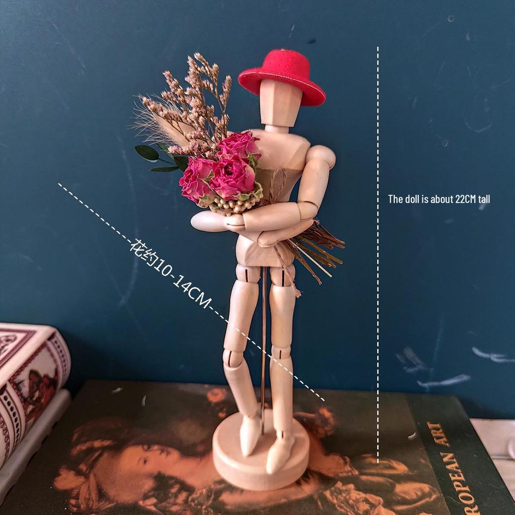 Jointed Wooden Puppet Doll: Handcrafted Human Body Ornament & Decompression Gadget.