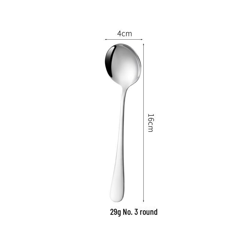 1010 Stainless Steel Dessert Spoon - Thick, Round, Mirror-Finish 304 Stainless Steel Tableware