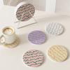 Round Plaid Hard Diatom Mud Coffee Tea Coaster Thermal Insulation Pad Office Non-slip Absorbent Pad