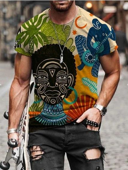 Men's Summer Casual 3D Printing Street Tide High Street Fashion Short Sleeve Sublimation T-Shirt Top