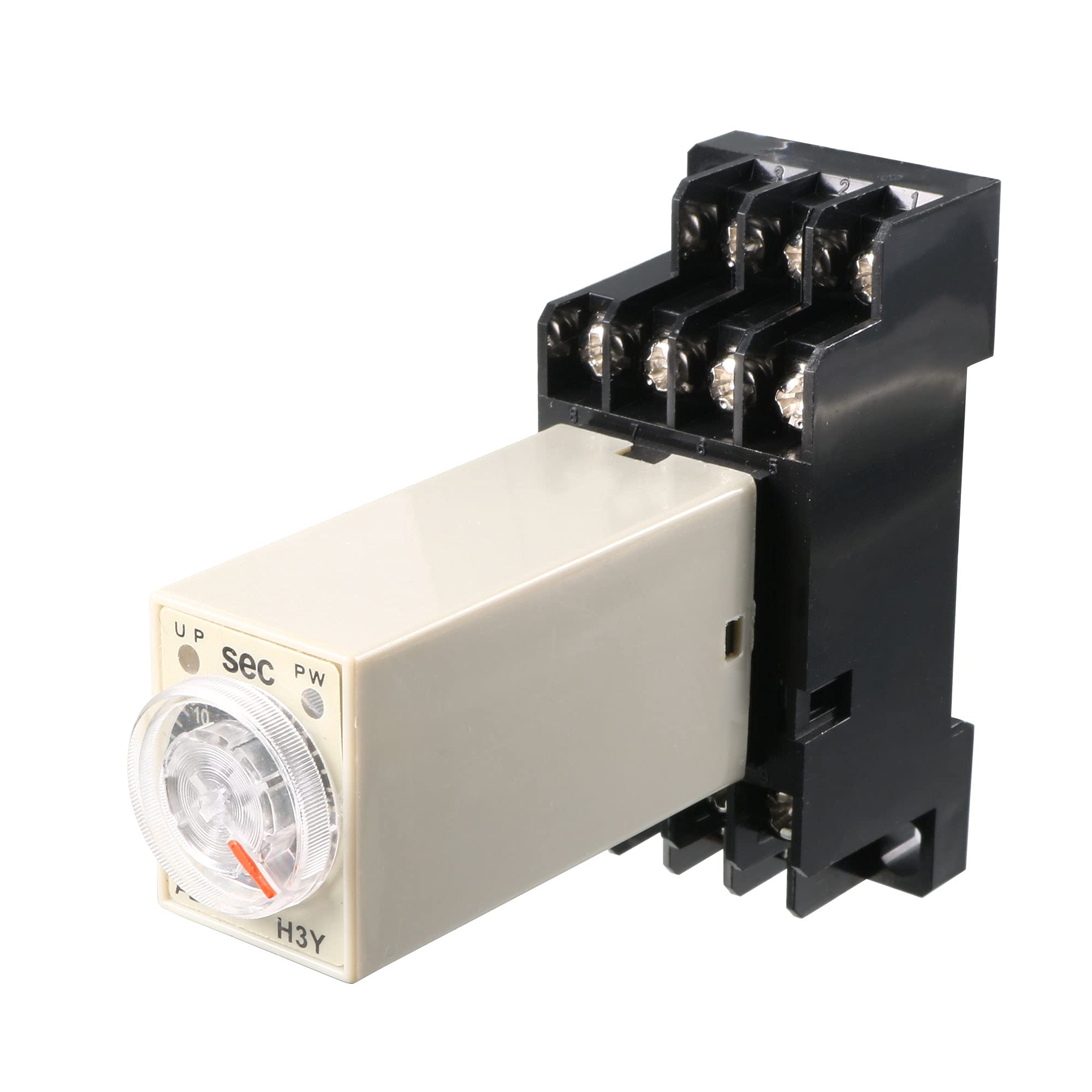 

uxcell Timer Relay Time Relay with Socket H3Y-4 4PDT DC 24V 68 X 29 X 88mm Black Gray