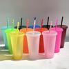 1/5/10PCS Reusable 710ml Plastic Glitter Cup Glitter Glasses Beaker with Straw DIY Water Bottle Christmas Gift Color Change Tee