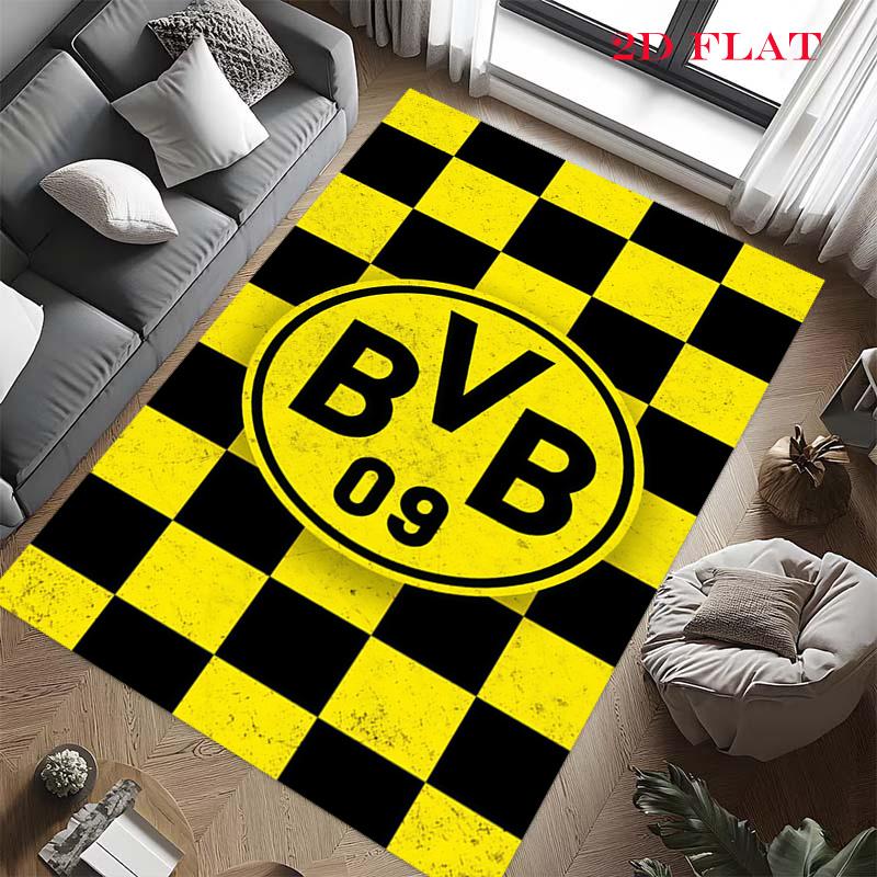 Borussia Dortmund Logo Teppich für Wohnzimmer Schlafzimmer Zuhause Sofadekoration, rutschfeste Bodenmatte für Kinder