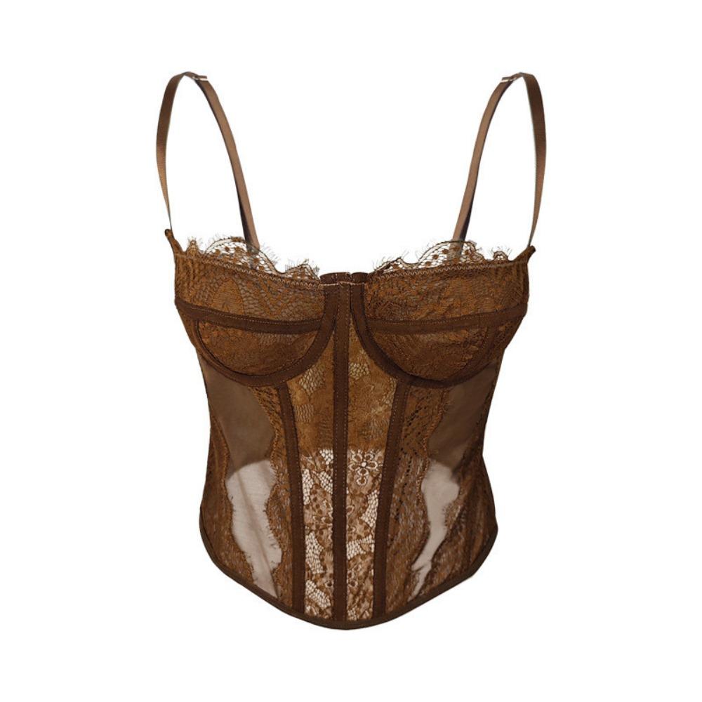 Transparent Lace Camisole Slim fit Suspender Vest Spicy Girl Style Lace Corset  Travel