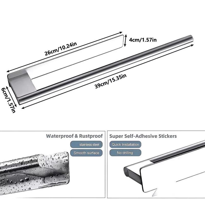 No Drill Brushed Stainless Steel Towel Rack Rust-Resistant Bathroom Towel Holder with Shelf Wall-Mounted Towel Bar