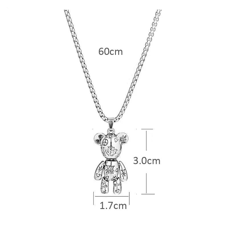 Movable Bear Pendant Necklace Hip Hop Men and Women Punk Couple Sweater Chain Female Bracelet Earring Jewelry Gifts