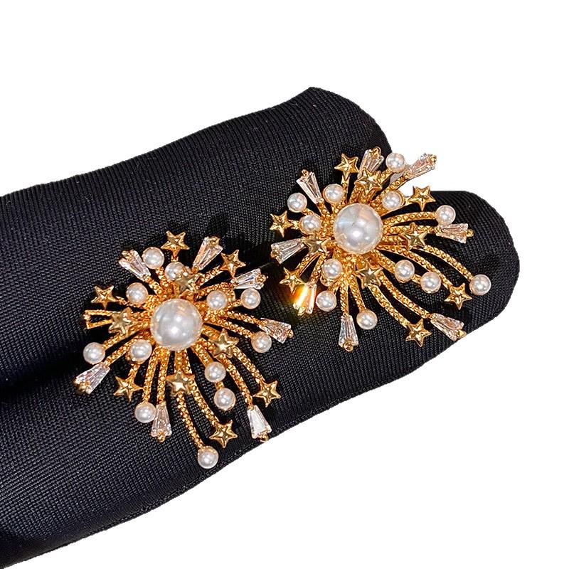2026 Starfire Rhinestone Pearl Earrings: High-End Sparkling Luxury for Women