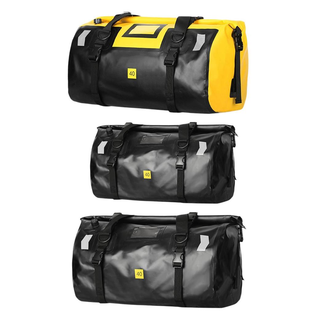 Motorcycle Tail Bag Water Resistant Portable PVC Motorbike Sturdy Duffel Black 40L