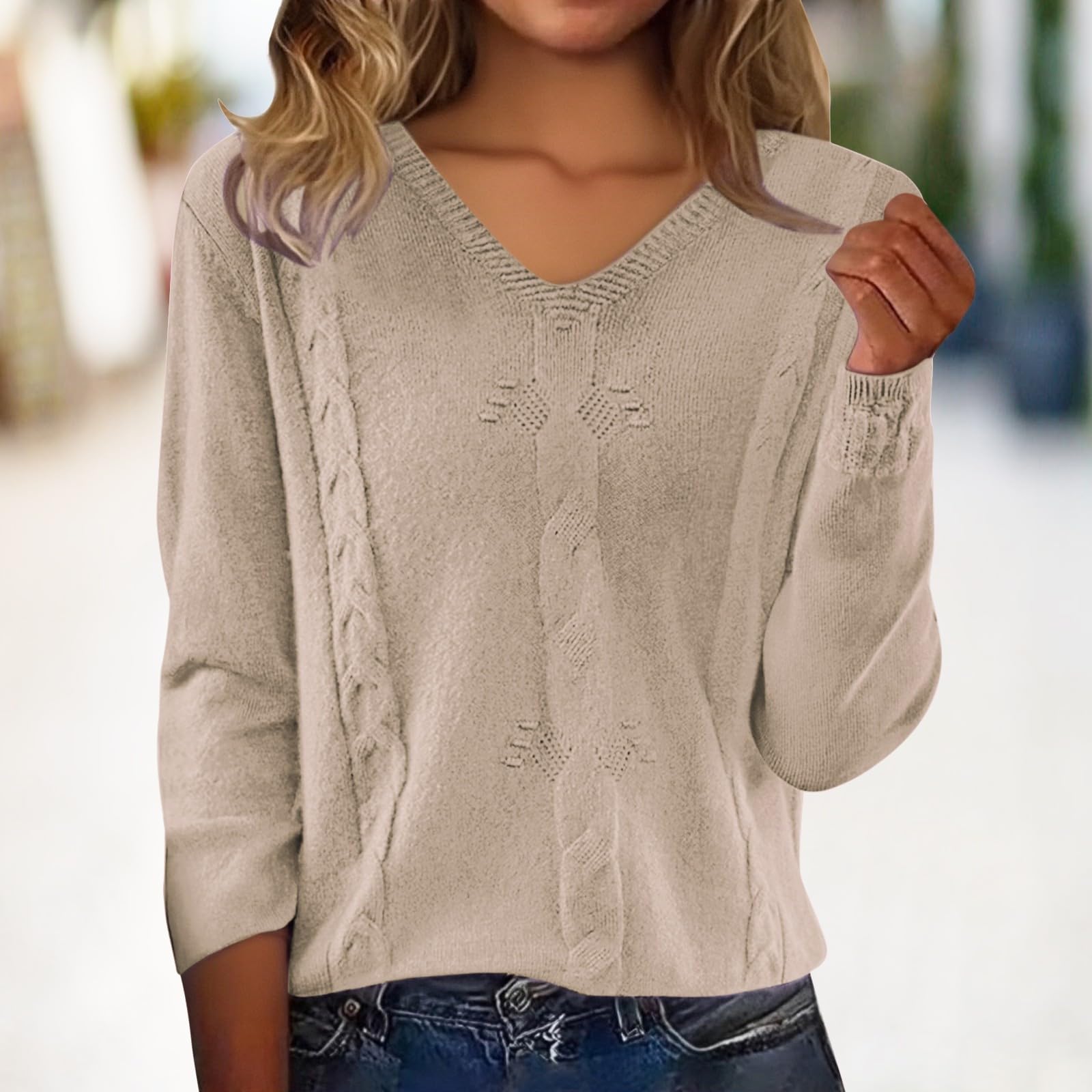 Sweaters for Women V Neck Knit Pullover Womens Sweaters Oversized Sweaters for Women Fall Sweaters for Women 2025 Fashion S