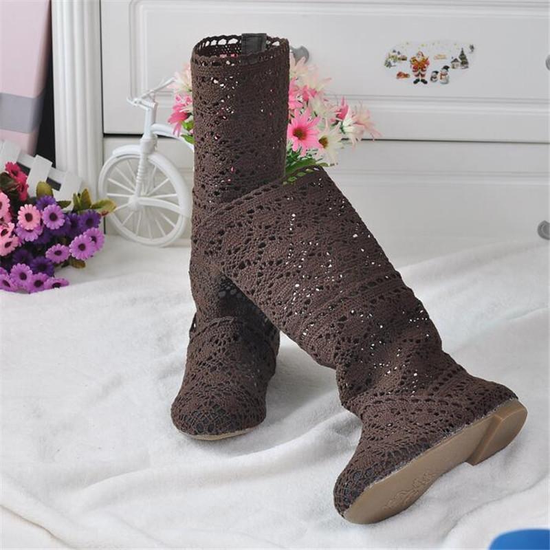 2025 Hollow Boots Shoes Breathable Knit Line Mesh Fashion High Help Summer Women's Boots High To Help Women's Shoes 11 Colors