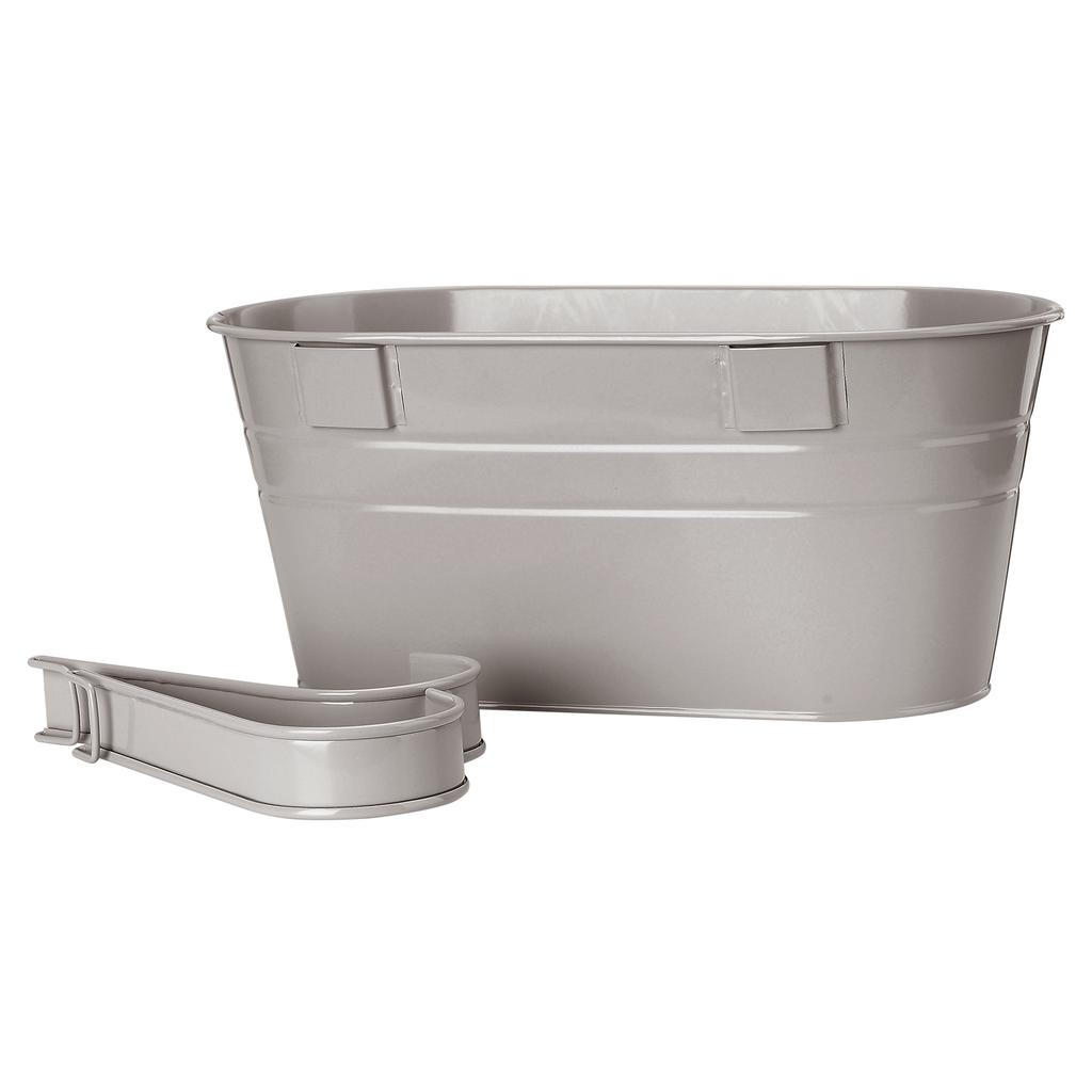 Hanging Flower Pot with Detachable Hooks Iron Metal Bucket Plant Pot for Railing Balcony White