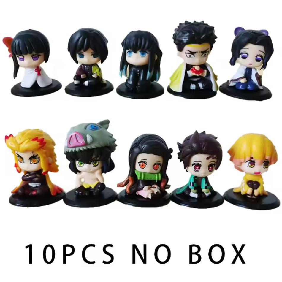Q Version Demon Slayer Action Figure, Sitting Ghost Doll, Tanjiro, Nidouzi, Inosuke, Zenizu Movie Model Toys, 4-15 pcs, set