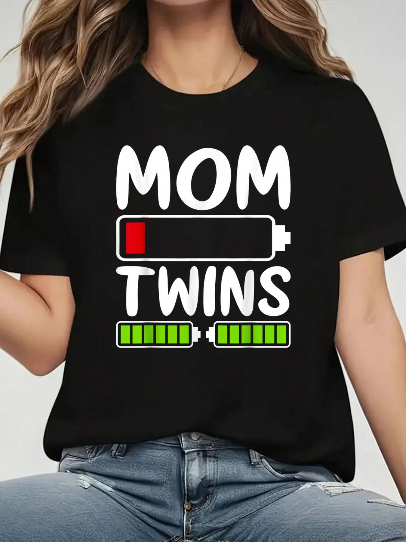 Mom Battery Low Twins Full T-shirt XXL