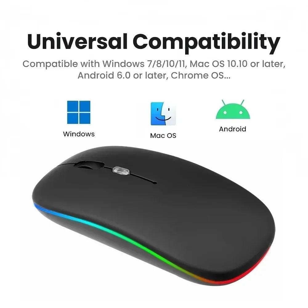 Dual Mode 2.4G Wireless Mouse Bluetooth Mouse RGB Backlit Gaming Mouse Rechargeable Mouse Ergonomic Mice for PC Laptop Tablet