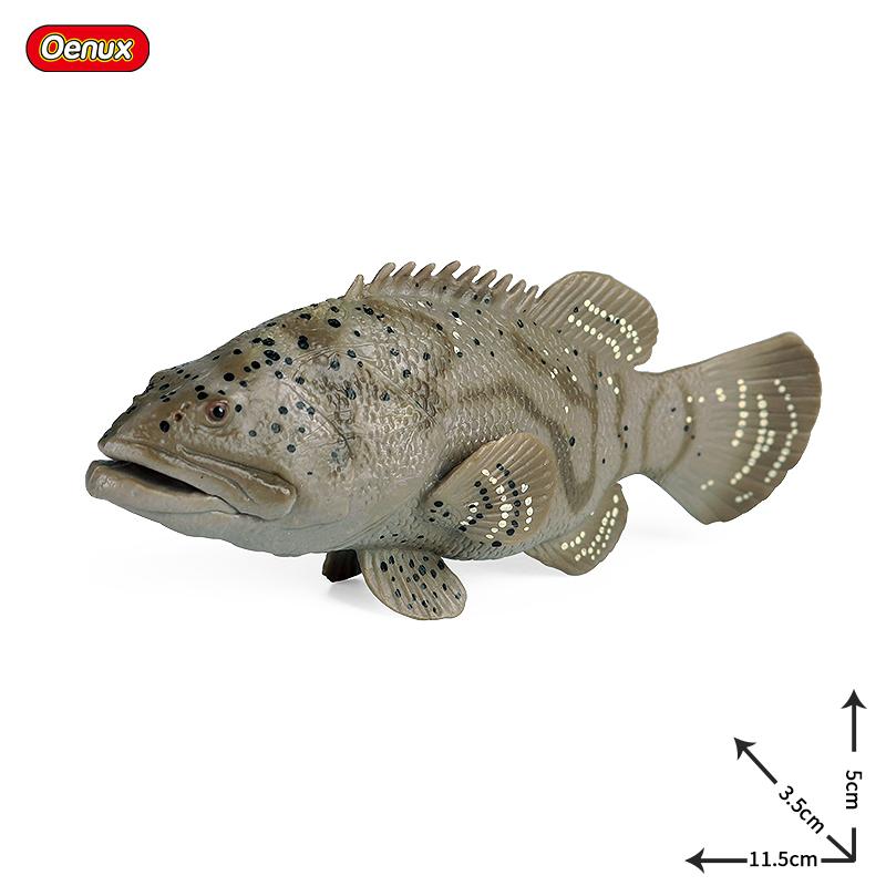 Oenux Animali Marini Modello Action Figures Pesci Oceanici Pesce Vela Persico Cernia Salmone Figurine per Acquario Giocattolo Educativo in PVC per Bambini