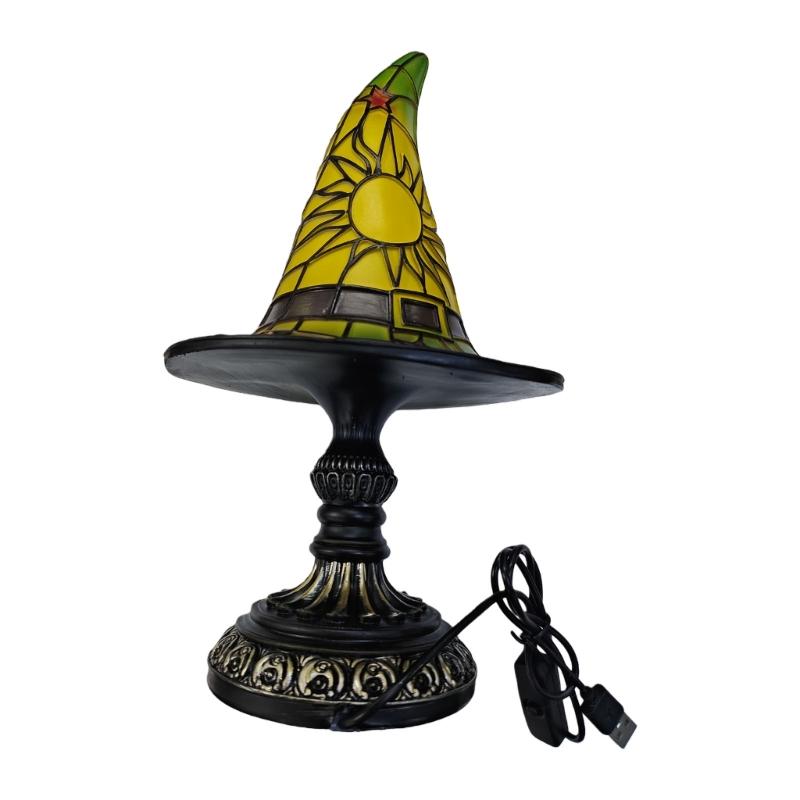 Witch Hat Table Lamp Resin Night Light Table Lamp Bedsides Decorative Lamp for Kid Room Bedroom Decoration