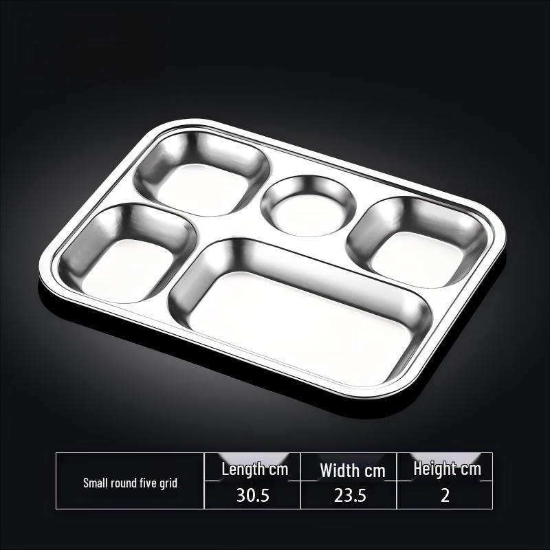 Stainless Steel 5-Compartment Meal Tray