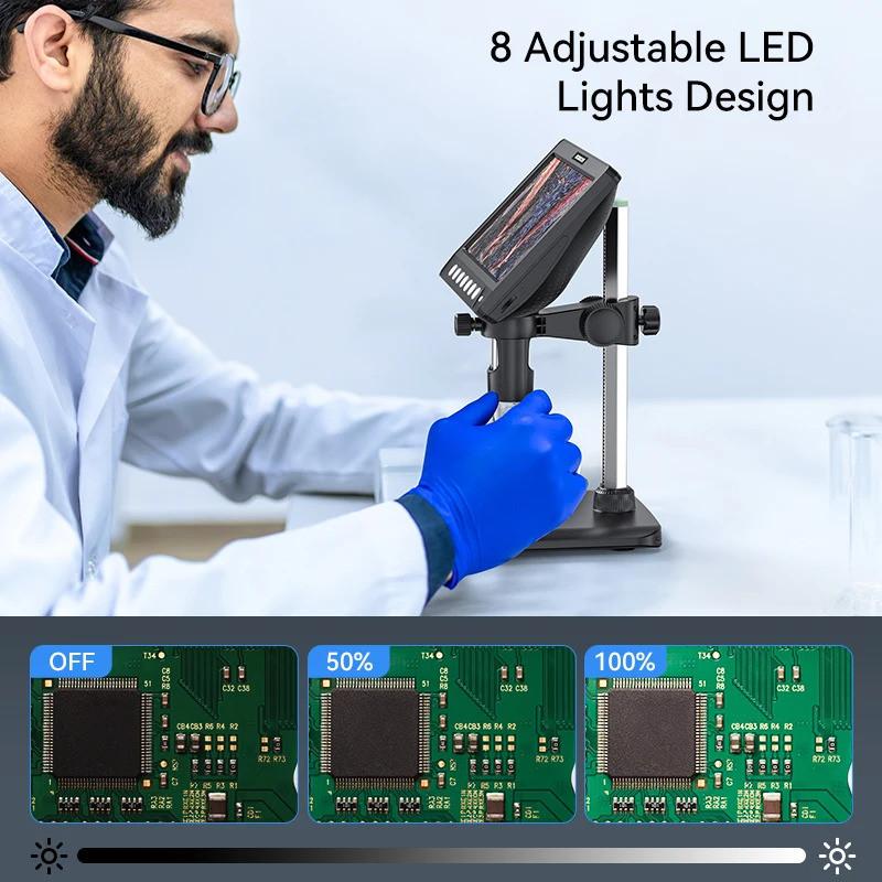 7 Inch IPS 5MP 1200X Digital Coin Microscope 1080P Video Microscope Repairing Circuit Device Ultra-Precise Focusing Camera