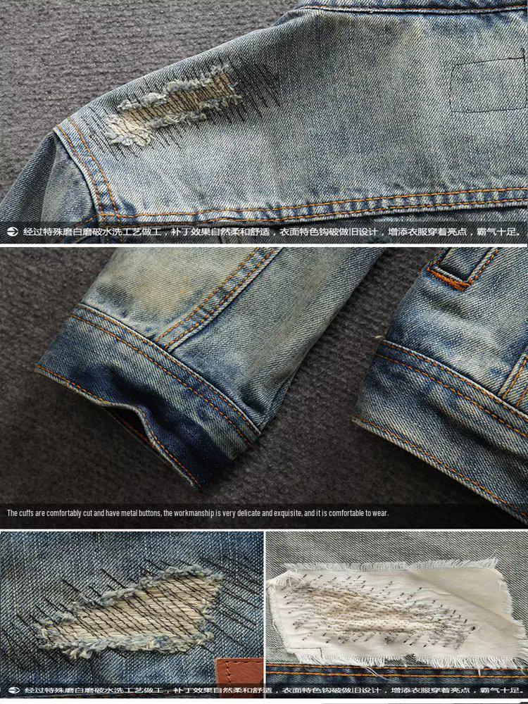 Men's Retro Denim Jacket - Korean Style, Slim Fit for Spring & Autumn