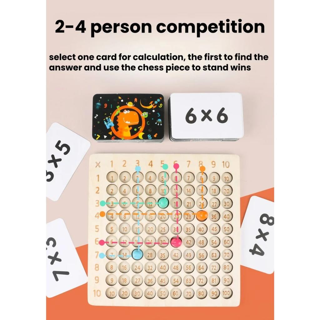 Wooden 99 Multiplication Board Montessori Arithmetic Toys Multiplication Table Math Learning Counting Teaching Aids for Kids