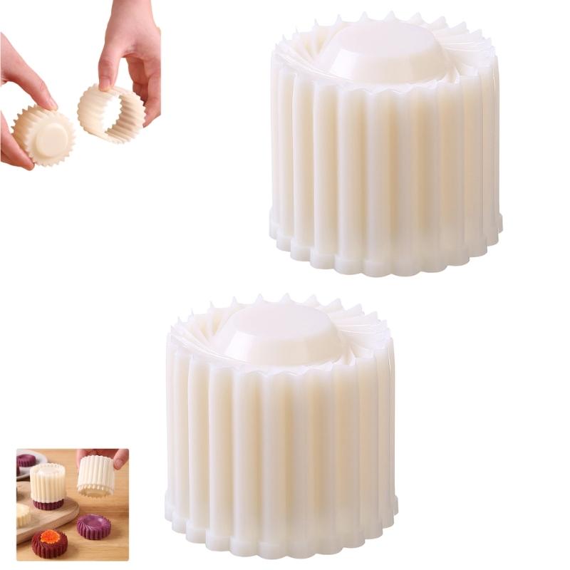 Detachable Plastic Mooncakes Press Molds, Double-Ended Pastry Shaper with Reversible Edges for Cookie, Candy, Mousse Dessert, and Pastries