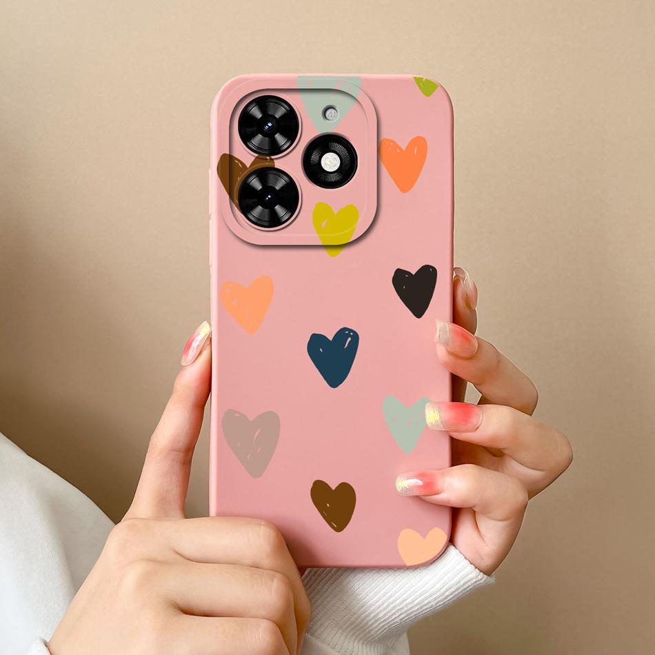For Tecno Spark Go 2024 Case Simple Heart Soft Liquid Silicone Camera Protection Back Cover For Tecno SparkGo Funda Phone Shell