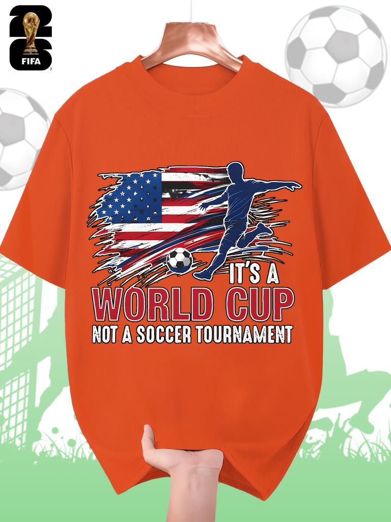 This FIFA World Cup-themed Short-sleeved T-shirt Is Designed Specifically for Men, Featuring a Crew Neck Style