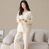 Air Cotton Sandwich Pajamas Women'S Autumn And Winter Cotton Long-Sleeved Thickened And Wearable Loungewear Set