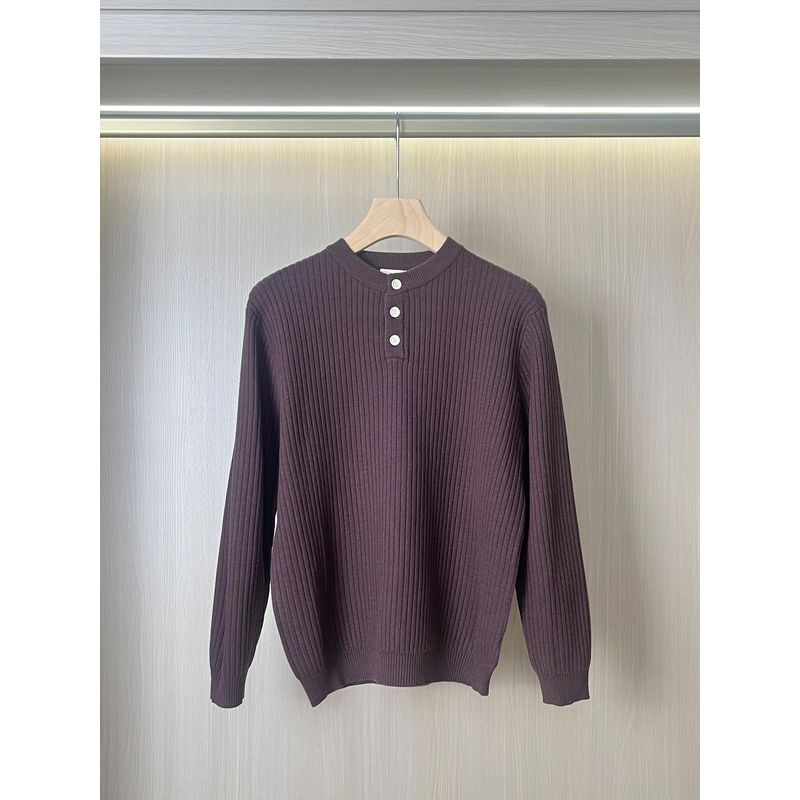 High-End Henry Collar Sweater for Men, Skin-Friendly and Delicate, Autumn and Winter Stretchy Casual Round Neck Knit Base Shirt