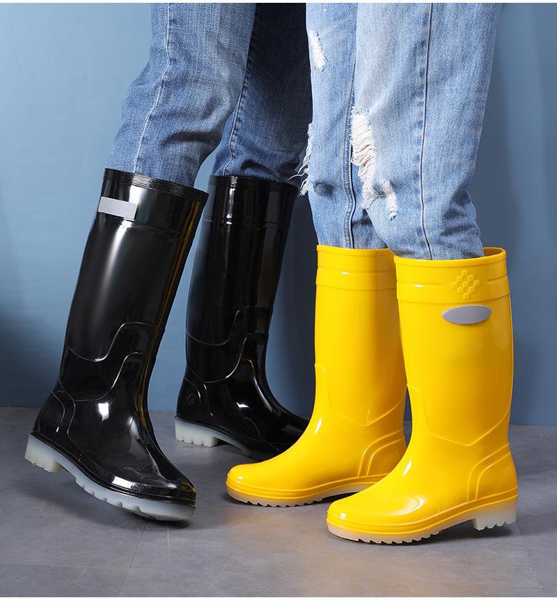 Fashion Comemore Autumn Boots Low Heels Rainshoes Couple Men Women High-barrel Waterproof Rain Boot Work Rubber Shoe Long Water Shoes 44