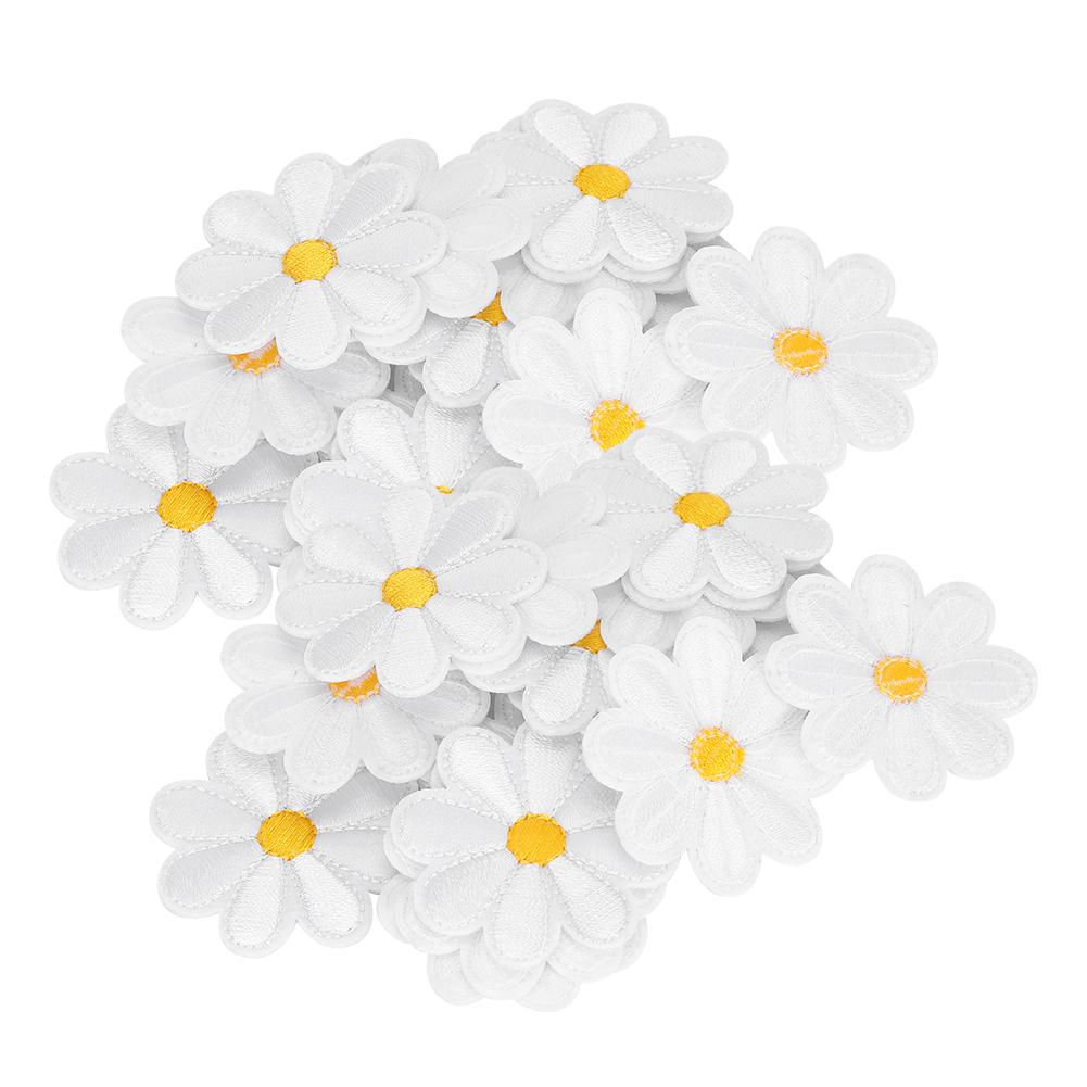 40Pcs Embroidery Cloth Stickers Daisy Pattern Iron Patches DIY Backpack Clothing Accessories