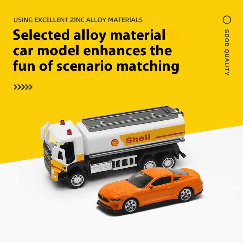 1/43 1/64 Bay Gas Station Assembly Model Children's Toy Scene Alloy Car Set, Suitable for Boys Over 3 Years Old