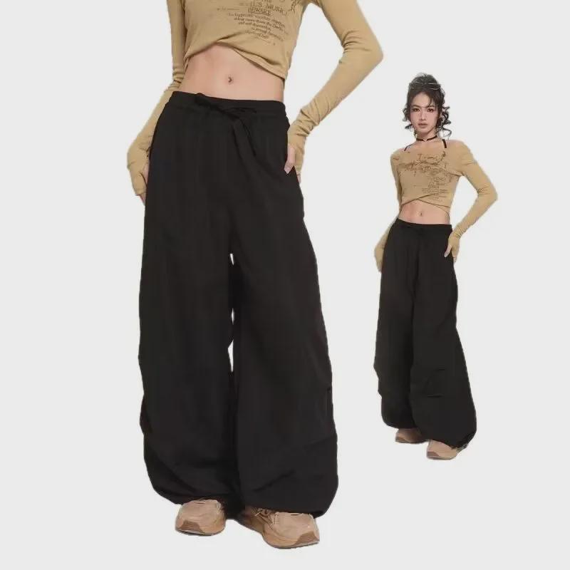 2025 Spring/Summer Parachute Cargo Sweatpants: Casual Wide-Leg, Elastic Waist