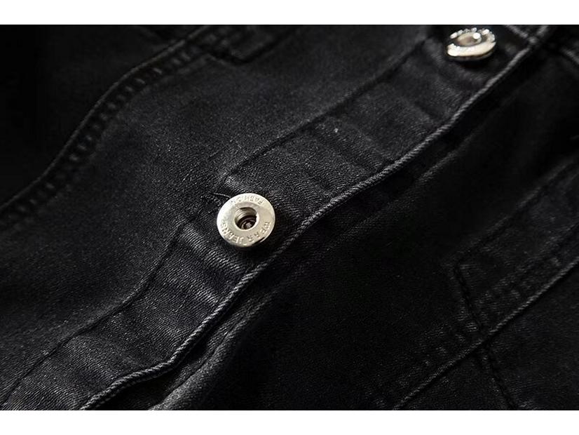 Women's Black Stretch Denim Jacket - Retro, Versatile, Short Spring Outerwear