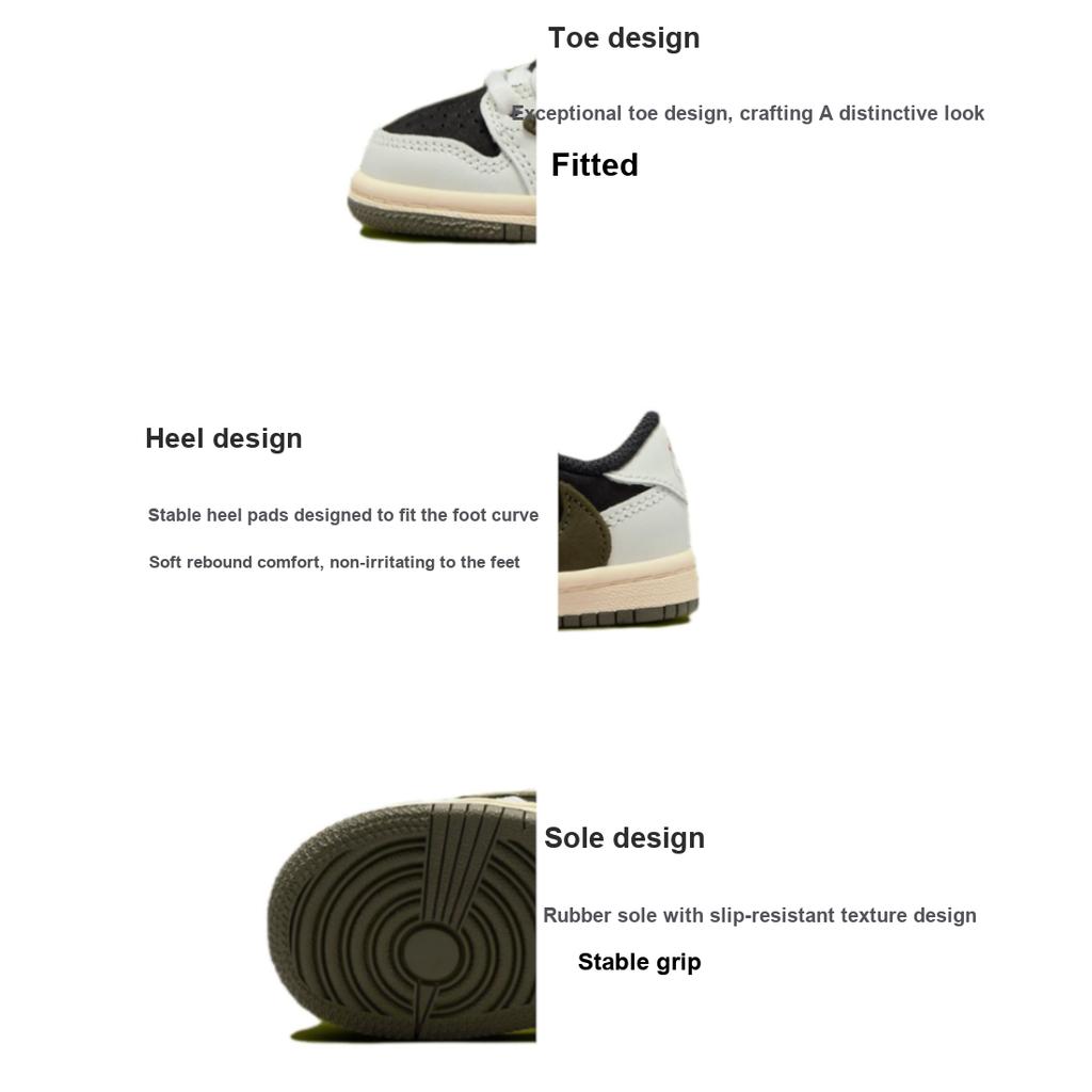 Travis Scott x Air Jordan 1 Retro Low OG SP TD Oliven Babysneakers Grønn Seil University-Rød DZ5908-106