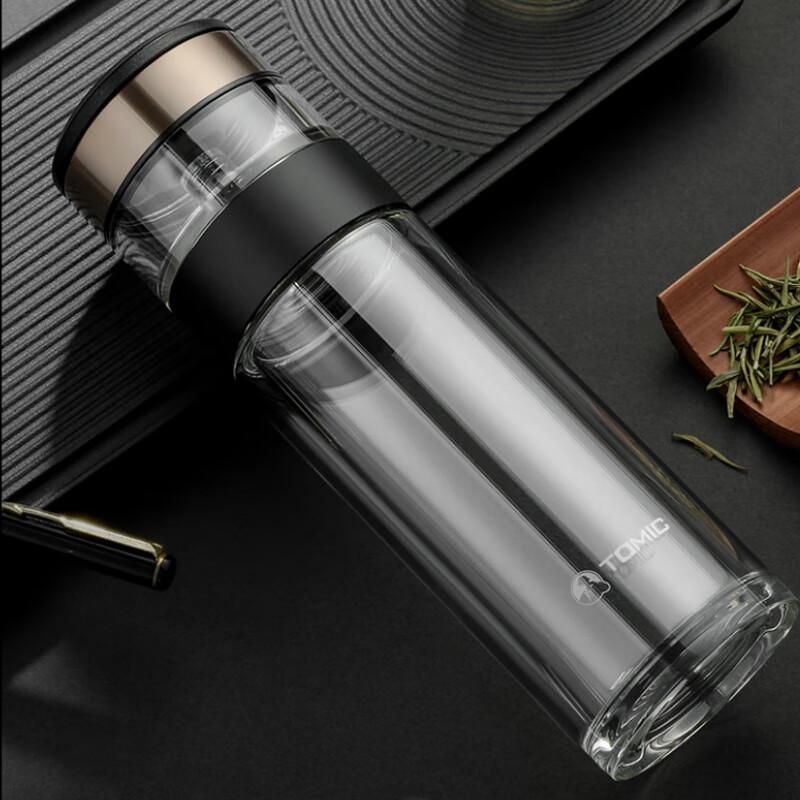 TOMIC TG80708 Double Wall Glass Tea Infuser Mug