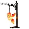 Nordic Style Home Decor Metal Magic Owl Hanging Bookend Lamp, Resin Animal LED Night Light, Pastoral Table Deer Bird Light for Bookshelf Window
