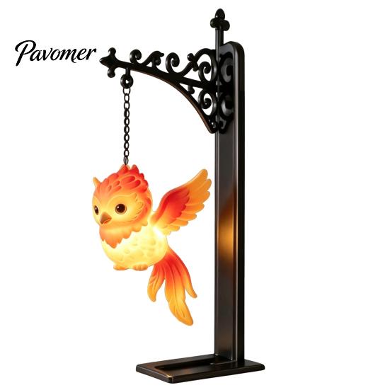 Nordic Style Home Decor Metal Magic Owl Hanging Bookend Lamp, Resin Animal LED Night Light, Pastoral Table Deer Bird Light for Bookshelf Window