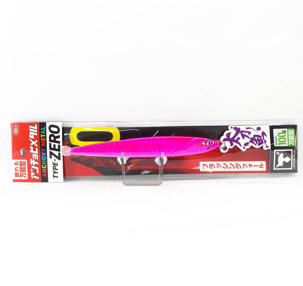 Jackall Metal Jig Anchovy Type 0 Flush Fall 100g Pink Glow Stripe (8182)