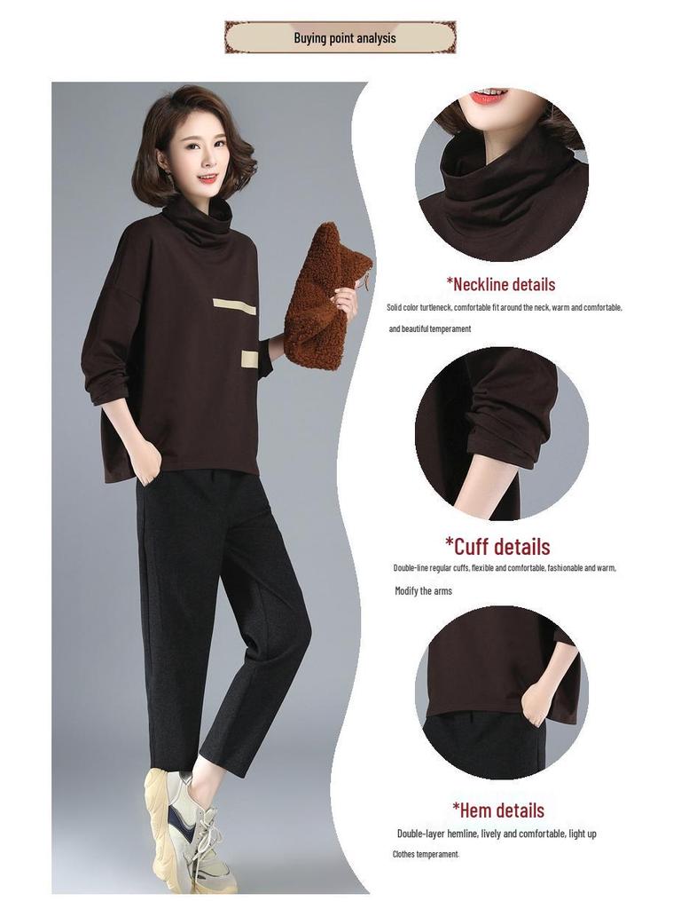 2024 Damen Fleece-Sweatshirt mit hohem Kragen - Vielseitiges lockeres Oberteil für Frühling/Herbst