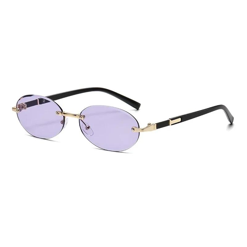 

Fashionable And Retro Oval-Framed Sunglasses Metal Advanced Stage Performances Riding Driving Uv400 Resistant Shades Glasses