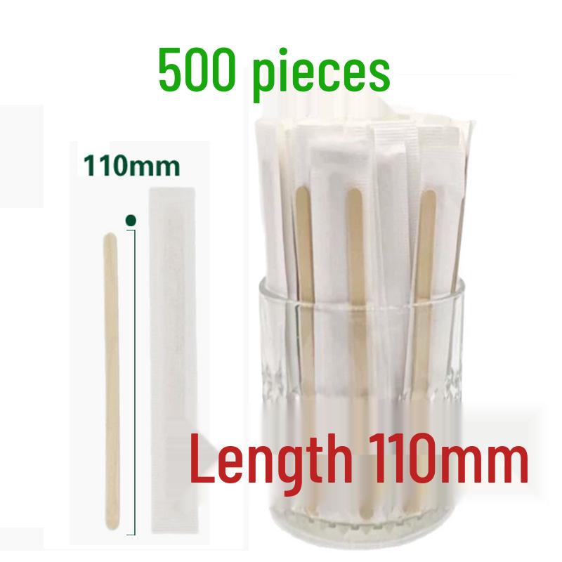 500-Pack Individually Wrapped Wooden Coffee Stirrers - Splinter-Free & Disposable Individually Wrapped