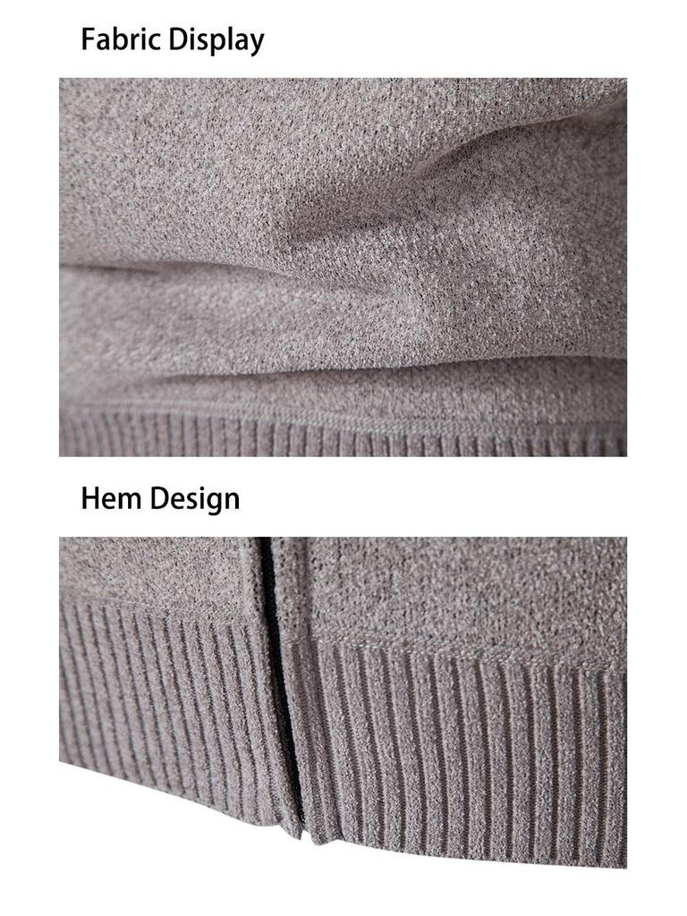 2024 Men's Fleece-Lined Color Block Cardigan Sweater for Autumn/Winter