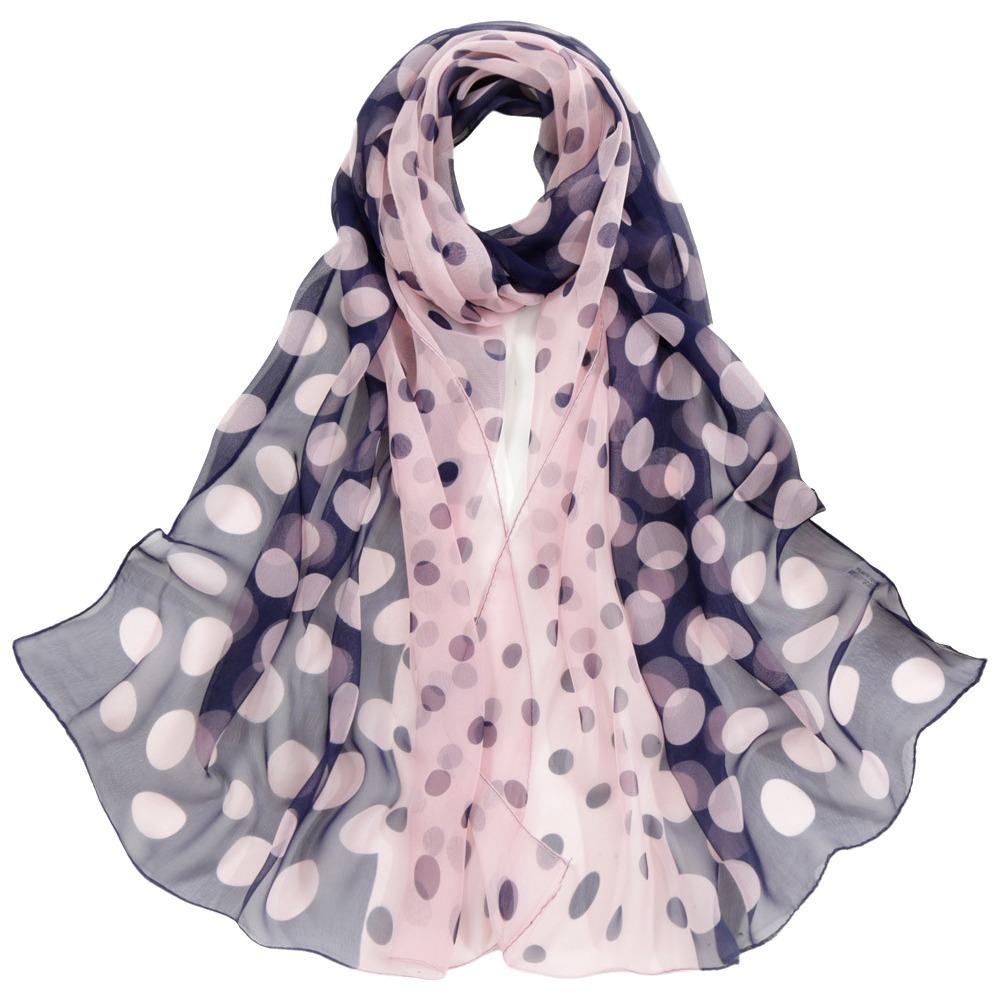 Summer Polka Dot Scarf 160CM Chiffon Scarf Fashion Neckerchief Clothing Accessories фиолетовый