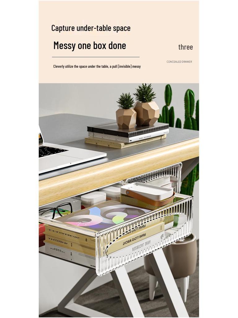 Under-Desk Invisible Stationery Drawer Organizer