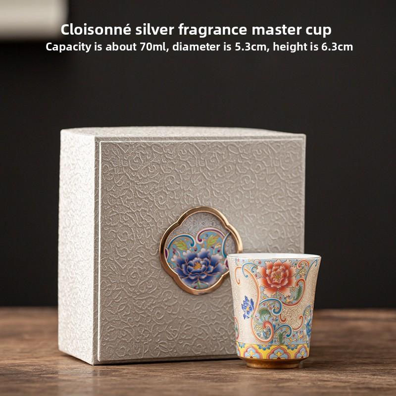 Reinsilber Filigran Emaille Tausendblumen Meistertasse Palaststil Teeverkostungstasse Einzelnes Kung Fu Teegeschirr Duftschmecktasse